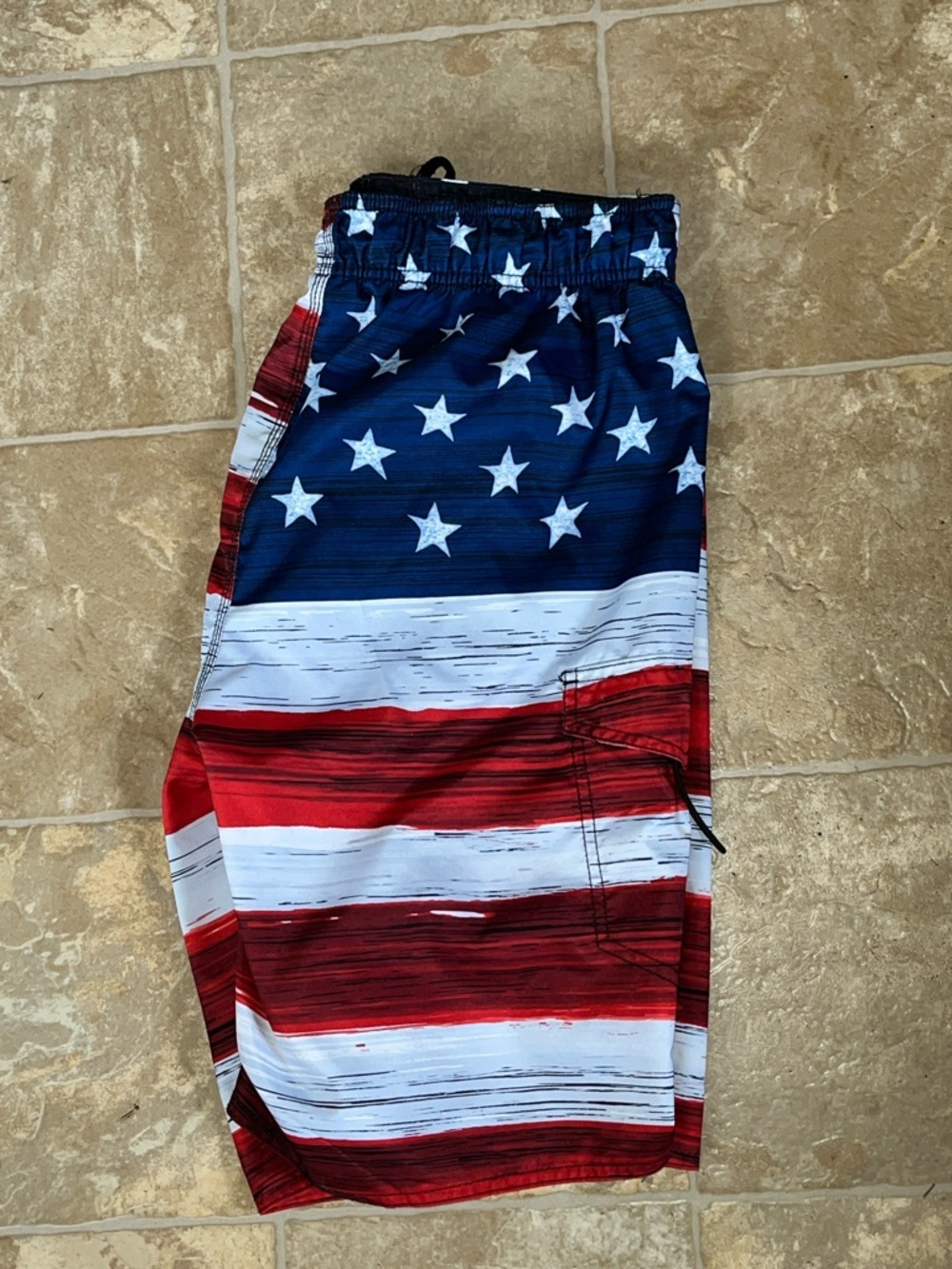 U.S. Apparel Men's American Flag Swim Trunks - Red, White & Blue